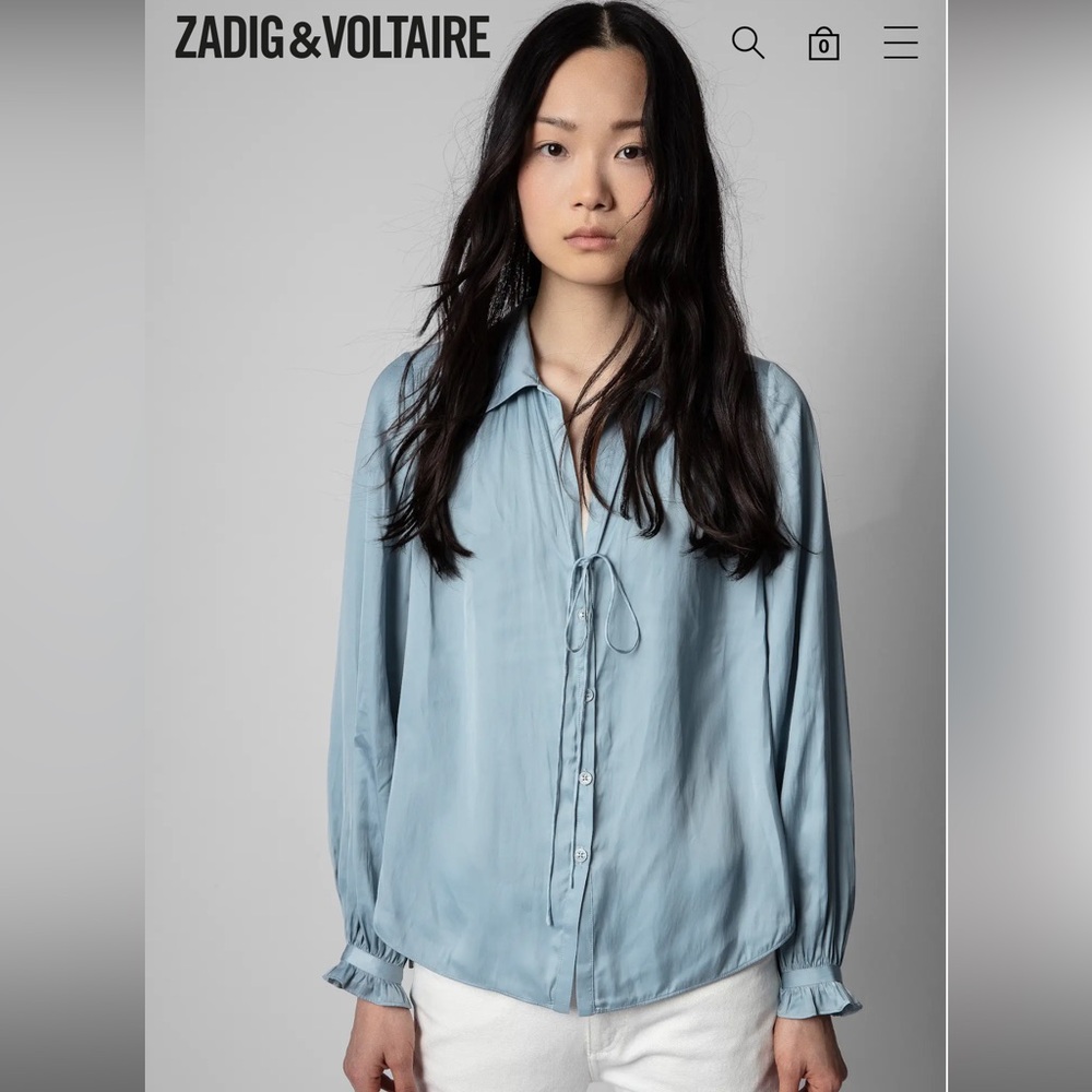 NWT Blue Satin Blouse